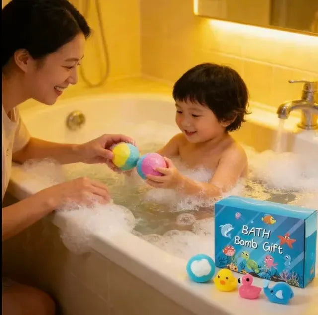 Natural Bath Bombs for Kids with Mega Bubbles & Surprise Inside 🥚
